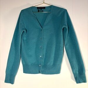 Simons Contemporaine 100% cashmere Teal Button-Up Cardigan, Size Small